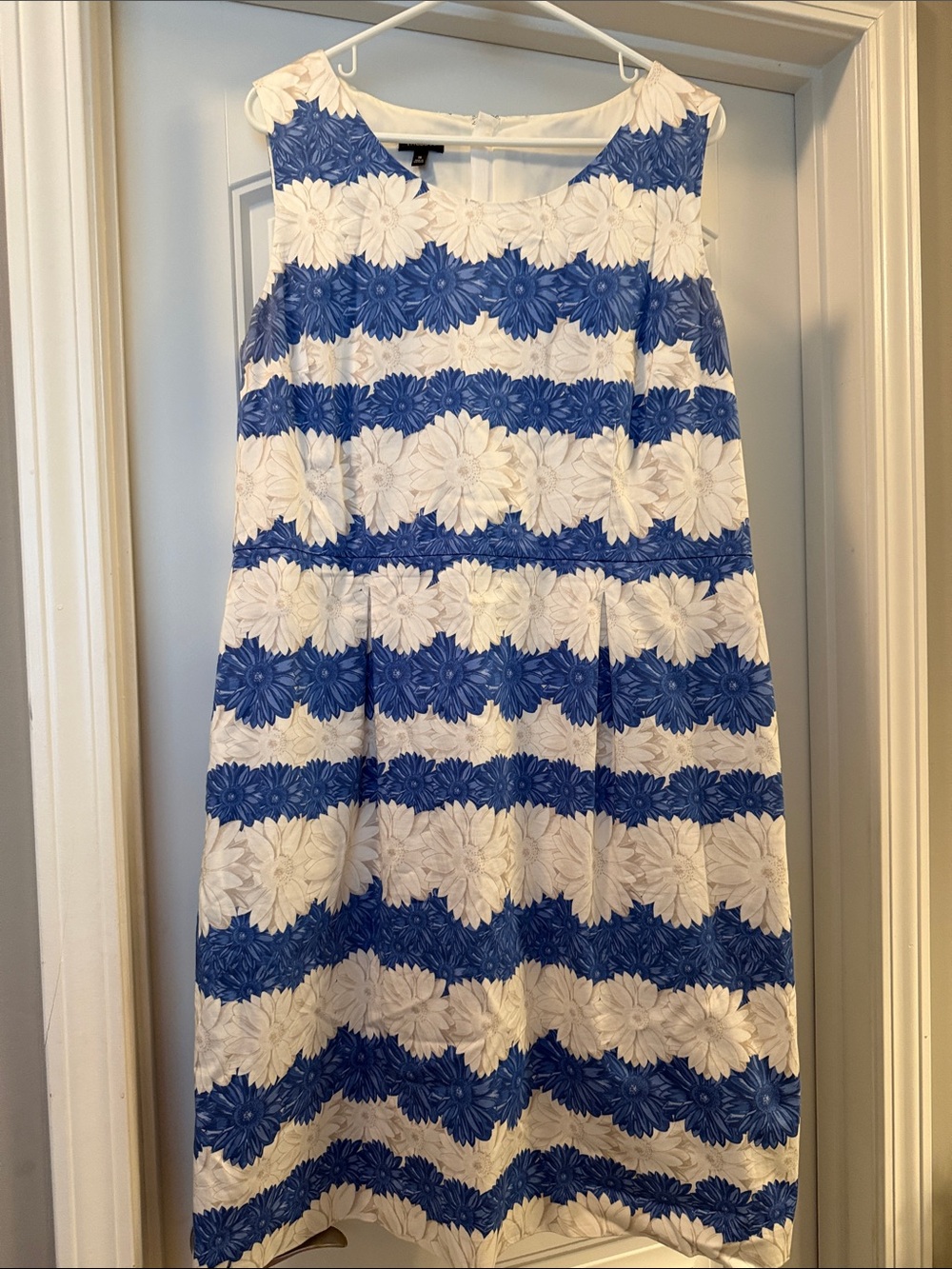 Talbots Blue and White Floral Stripe Dress
